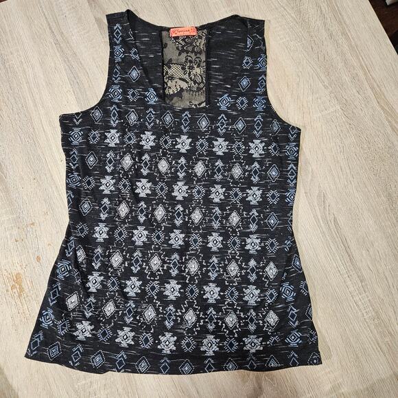 Live to be Spoiled Tops - Live to be Spoiled Beaded Aztec Tank Top - Size L